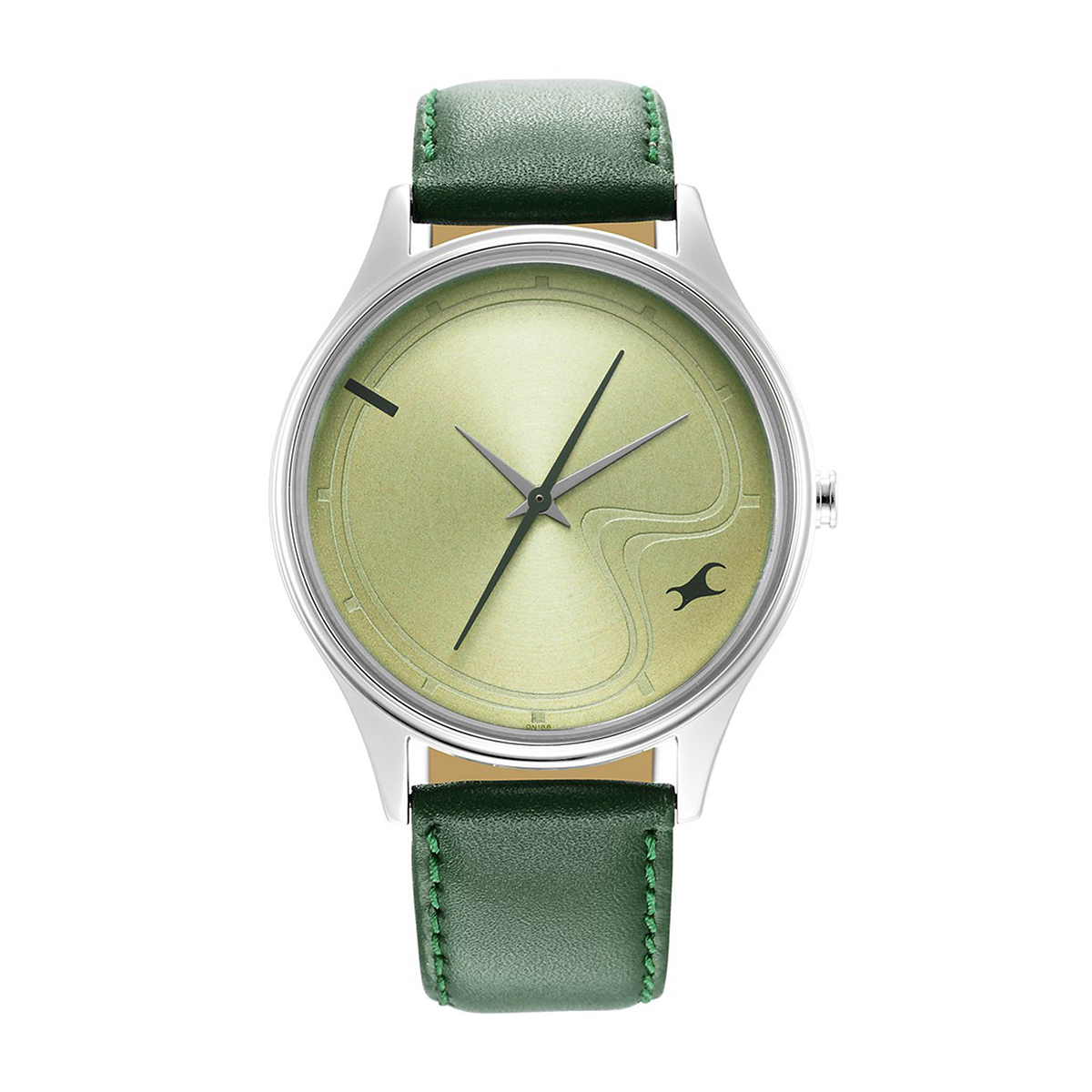 Fastrack Stunners Green Dial Leather Strap Watch for Guys NR3290SL02